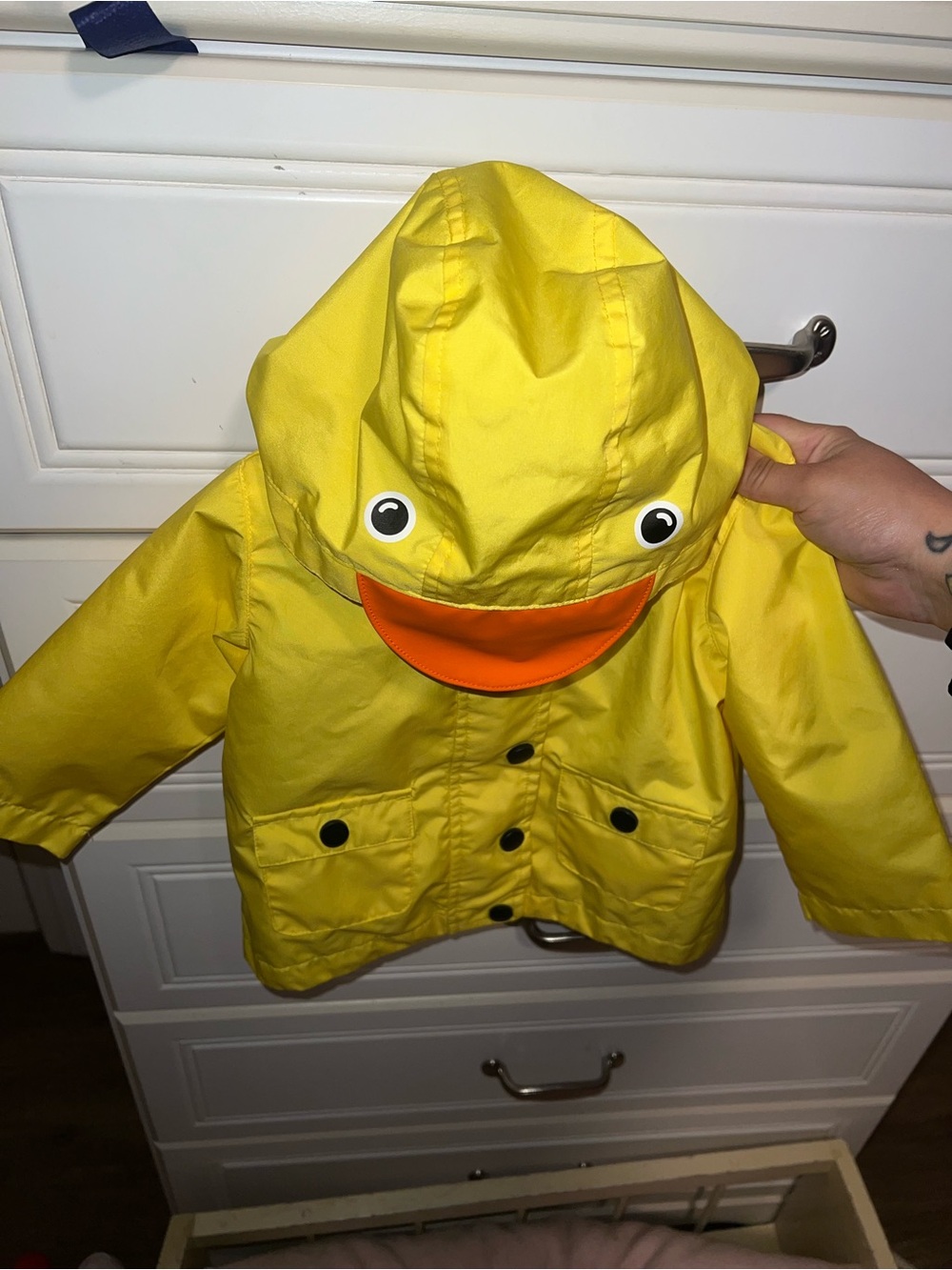 dip Bright Yellow Toddler Raincoat with Black Buttons